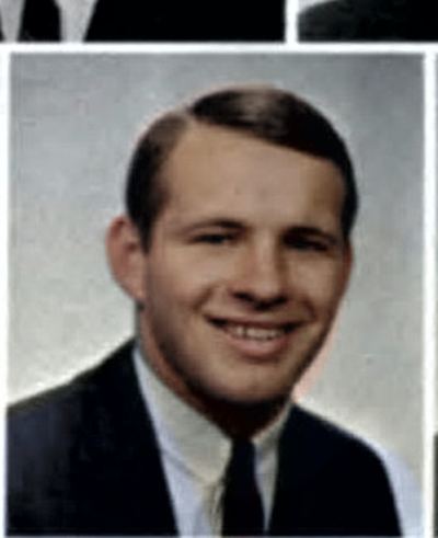 Restored and colorized (AI-assisted); faces are the original photo, colours are a best guess. Thomas Alan Caffey — portrait crop from Cactus 1966, page 292.