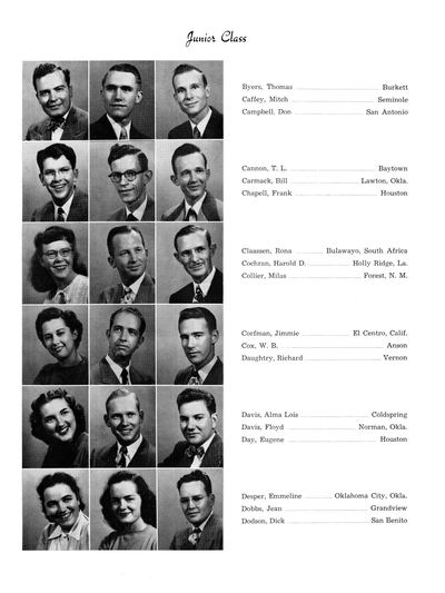 Prickly Pear, Yearbook of Abilene Christian College, 1950 — page 67