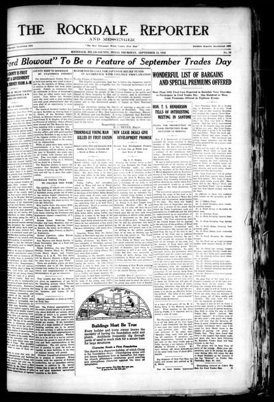The Rockdale Reporter and Messenger (Rockdale, Tex.) — page 1