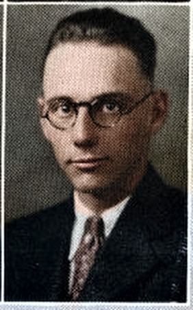 Restored and colorized (AI-assisted); faces are the original photo, colours are a best guess. Portrait of David E. 'Dee' Coffman.