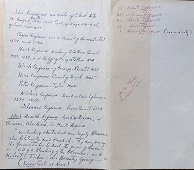 R. W. Coffman notes — a Kauffman SURNAME STUDY, and a family count