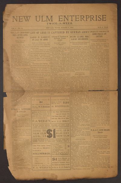 New Ulm Enterprise (New Ulm, Tex.) — page 1