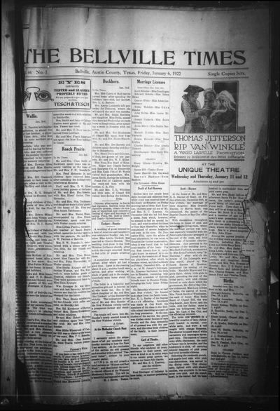 The Bellville Times (Bellville, Tex.) — page 1