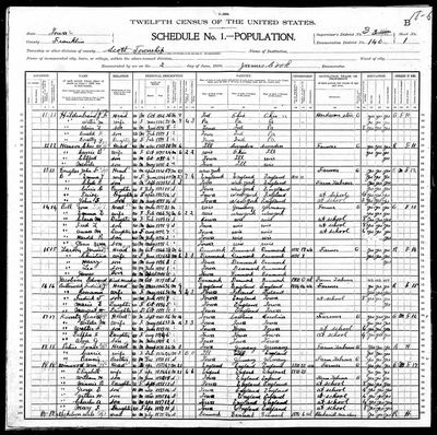 1900 United States Federal Census — Scott twp, Franklin Co., Iowa, ED 140, sh. 1 (Ancestry record 14339332) · **S660** — page sh. 1