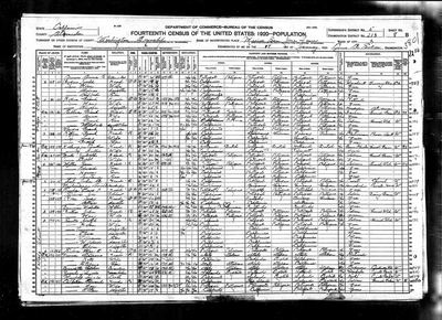 1920 United States Federal Census - Mission San Jose Town, Washington Township, Alameda County, California; S.D. 5, E.D. 213, Sheet 8 B, lines 59-63, dwelling 131, family 132; enumerated 17 January 1920 (Ancestry coll. 6061, record 3289996; image 4293692-00489) - full resolution 4000 x 2896 px, DeepZoom level 12, 48/48 tiles — page dwelling 131 / family 132, lines 59-63
