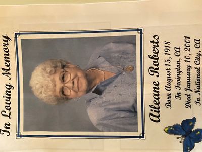 Funeral card — Aileane Roberts, 1918–2001