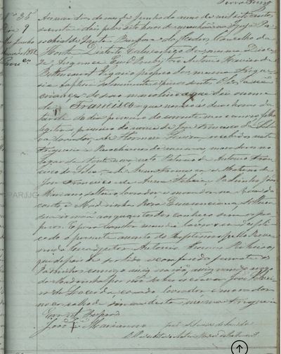 Baptism of Francisco, 9 June 1862 — Santa Bárbara, Horta, Faial