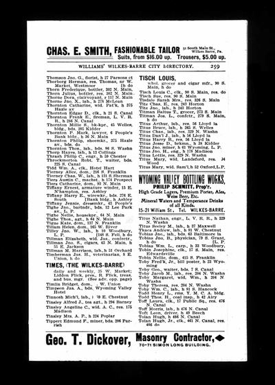 Williams' Wilkes-Barre City Directory, 1900, p. 259 (Ancestry coll. 2469, record 156790457, image 2698300) · **S178** — page p. 259